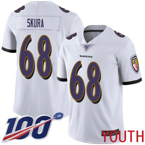 Baltimore Ravens Limited White Youth Matt Skura Road Jersey NFL Football #68 100th Season Vapor Untouchable->nfl t-shirts->Sports Accessory